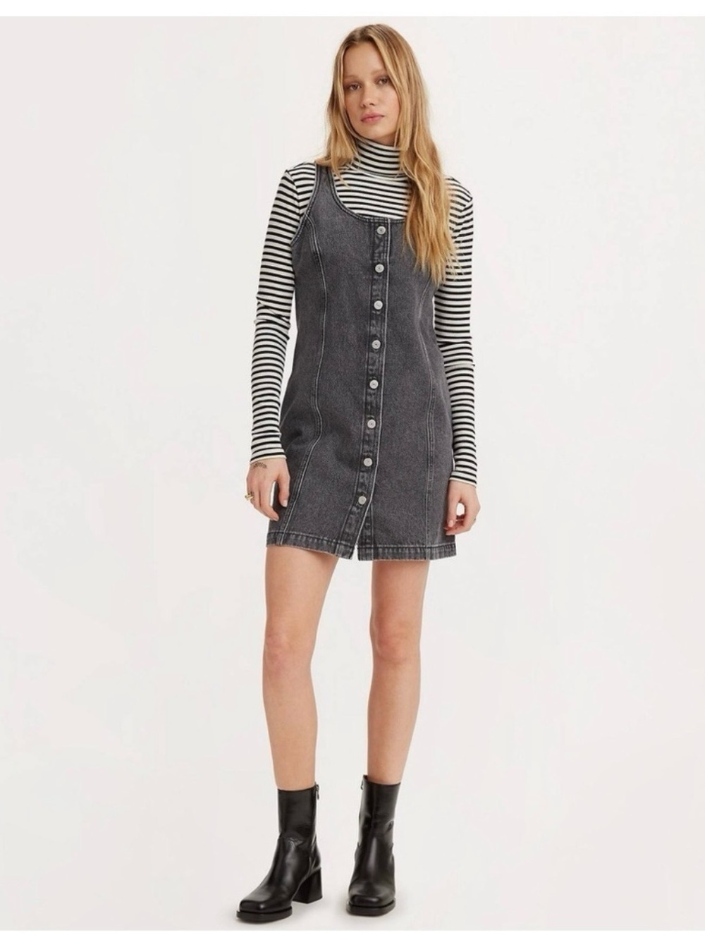 Levi's Washed Black Button-Front Denim Dress NWT Mediun - Picture 8 of 8